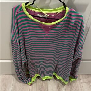 We The Free Pink and Green Striped Top